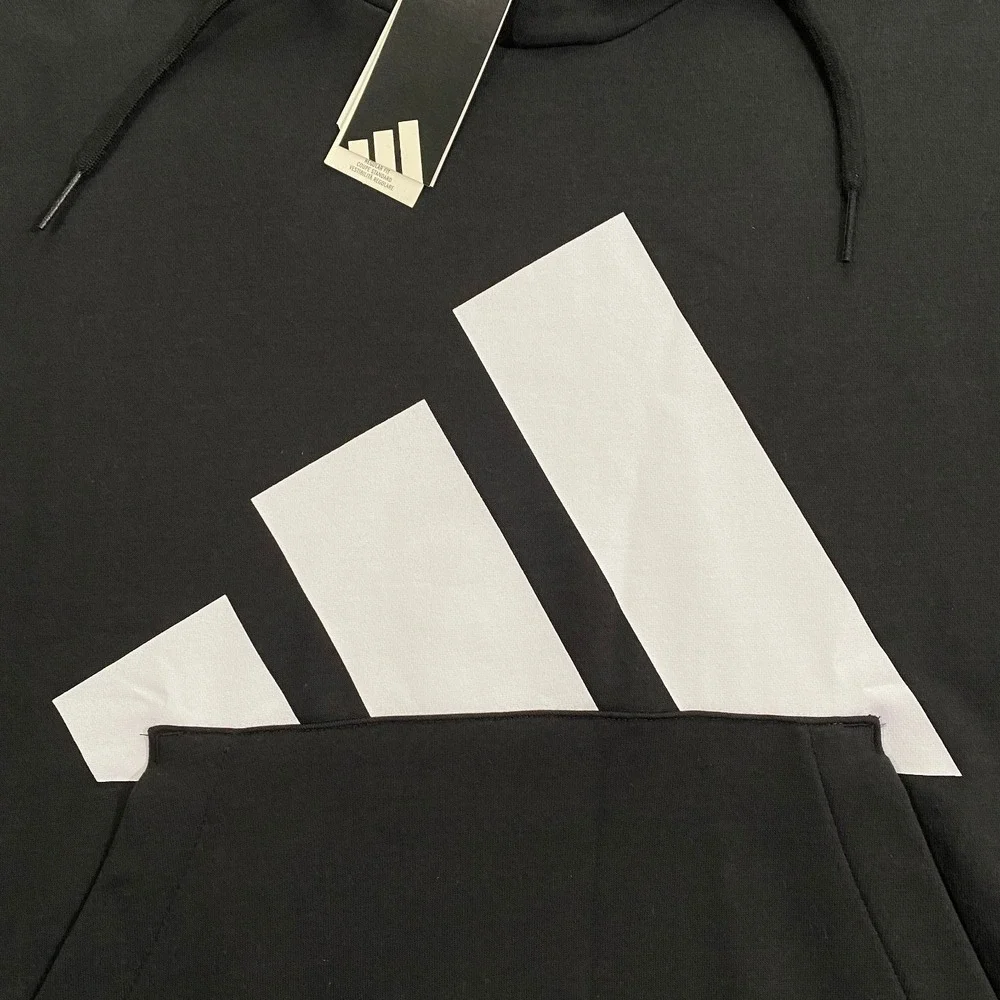 Adidas Trefoil Big Logo Sweatshirt Hoodie Mens XL Black White Fleece Pullover